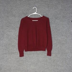 Unbranded Sweater Womens S Maroon Red Merino Wool Pullover Knit Long Sleeve‎